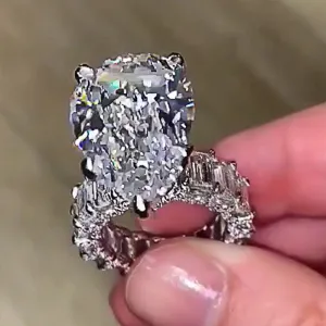 Gorgeous Big Pear Shape Ring w/ Square CZ Band