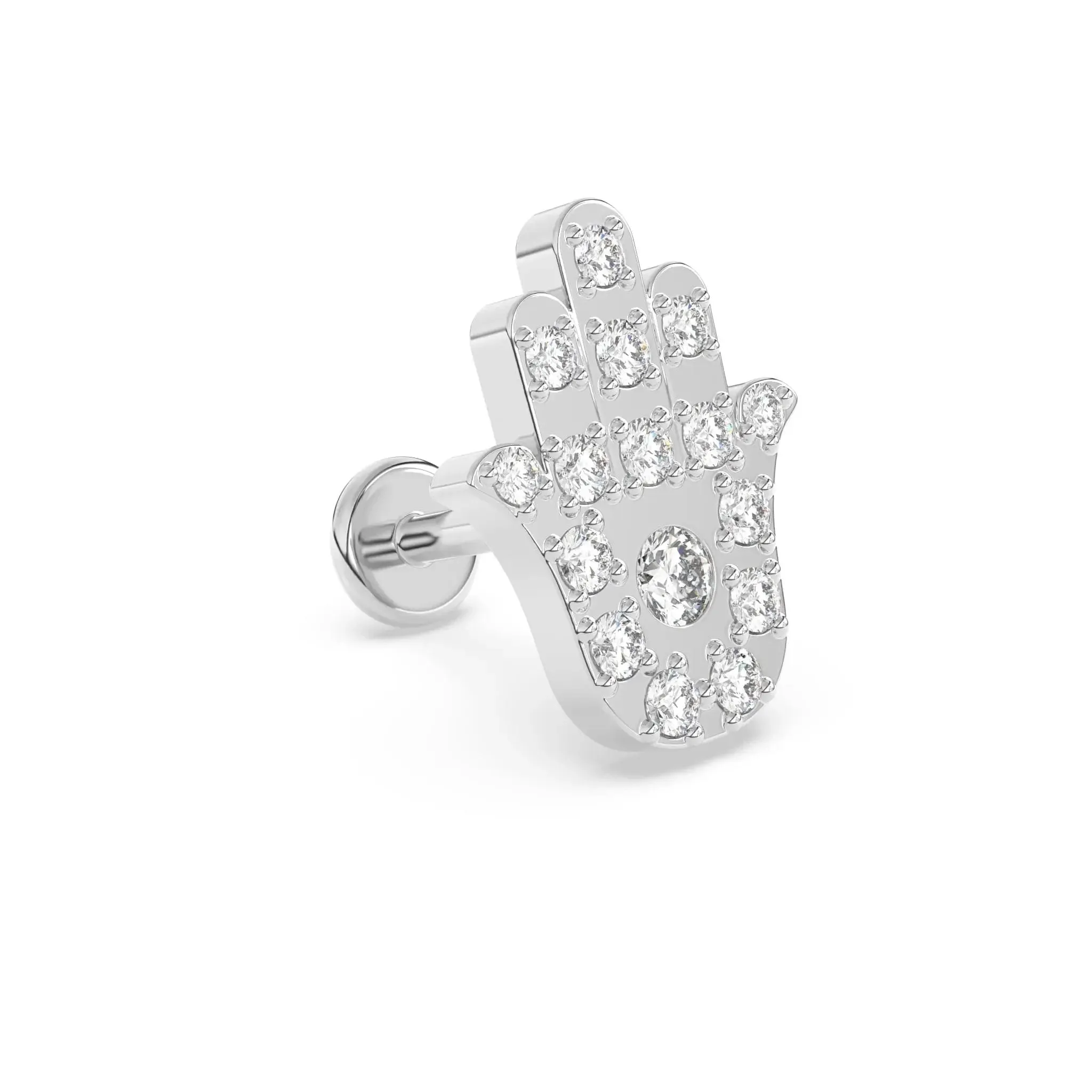 Hamsa Earring in Diamond