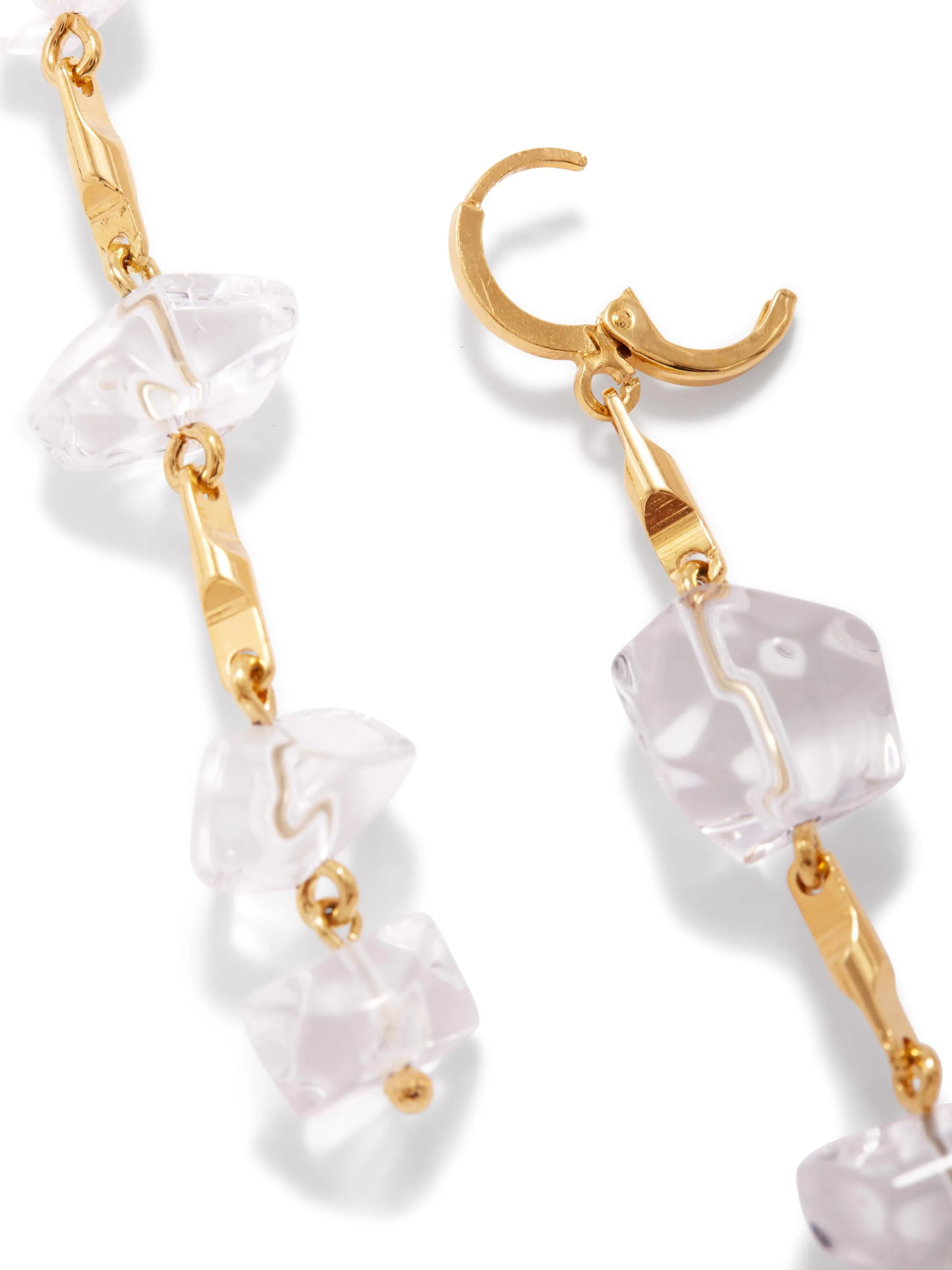 Ice Dangle Gold Leverback Earrings