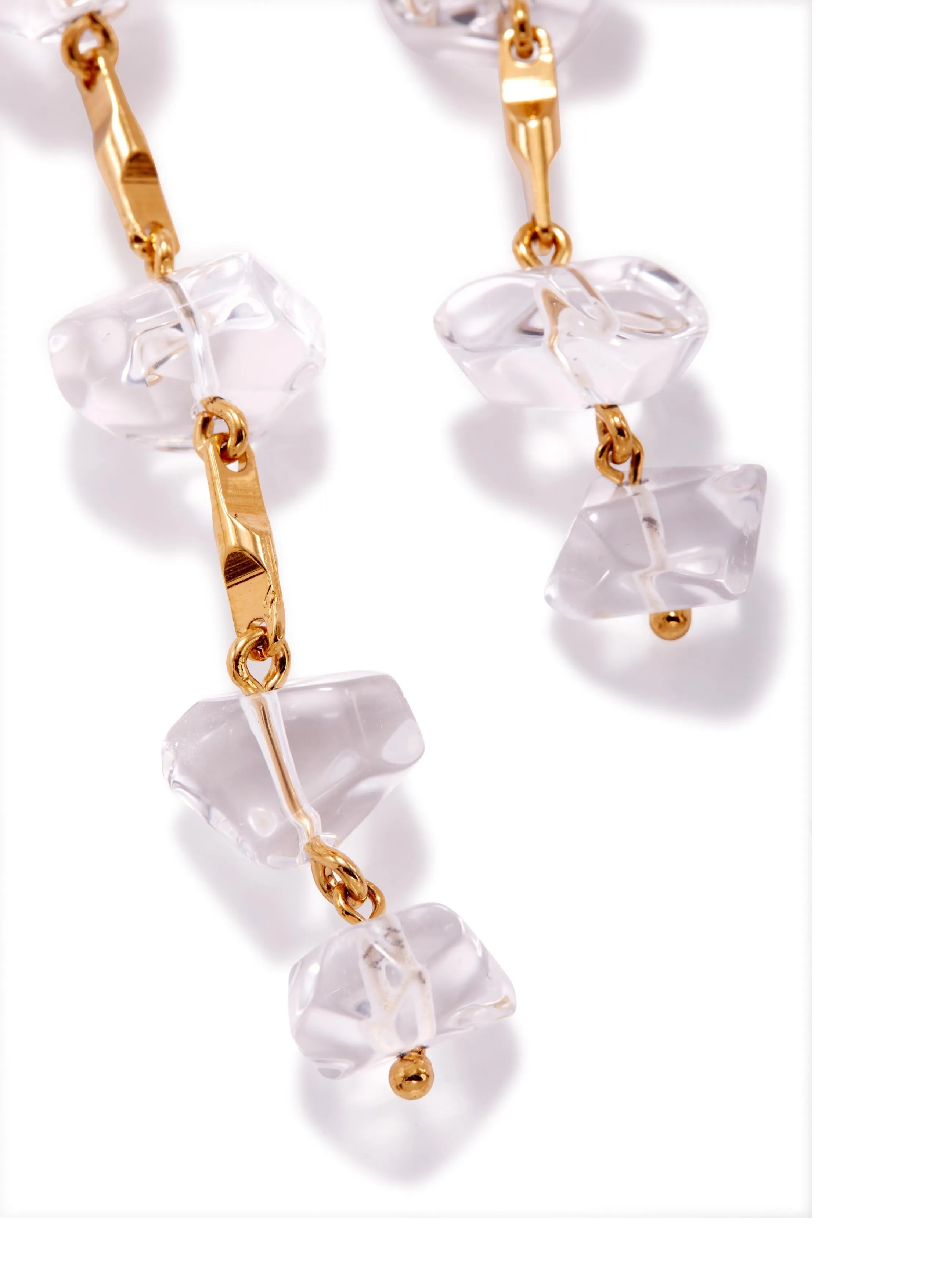 Ice Dangle Gold Leverback Earrings