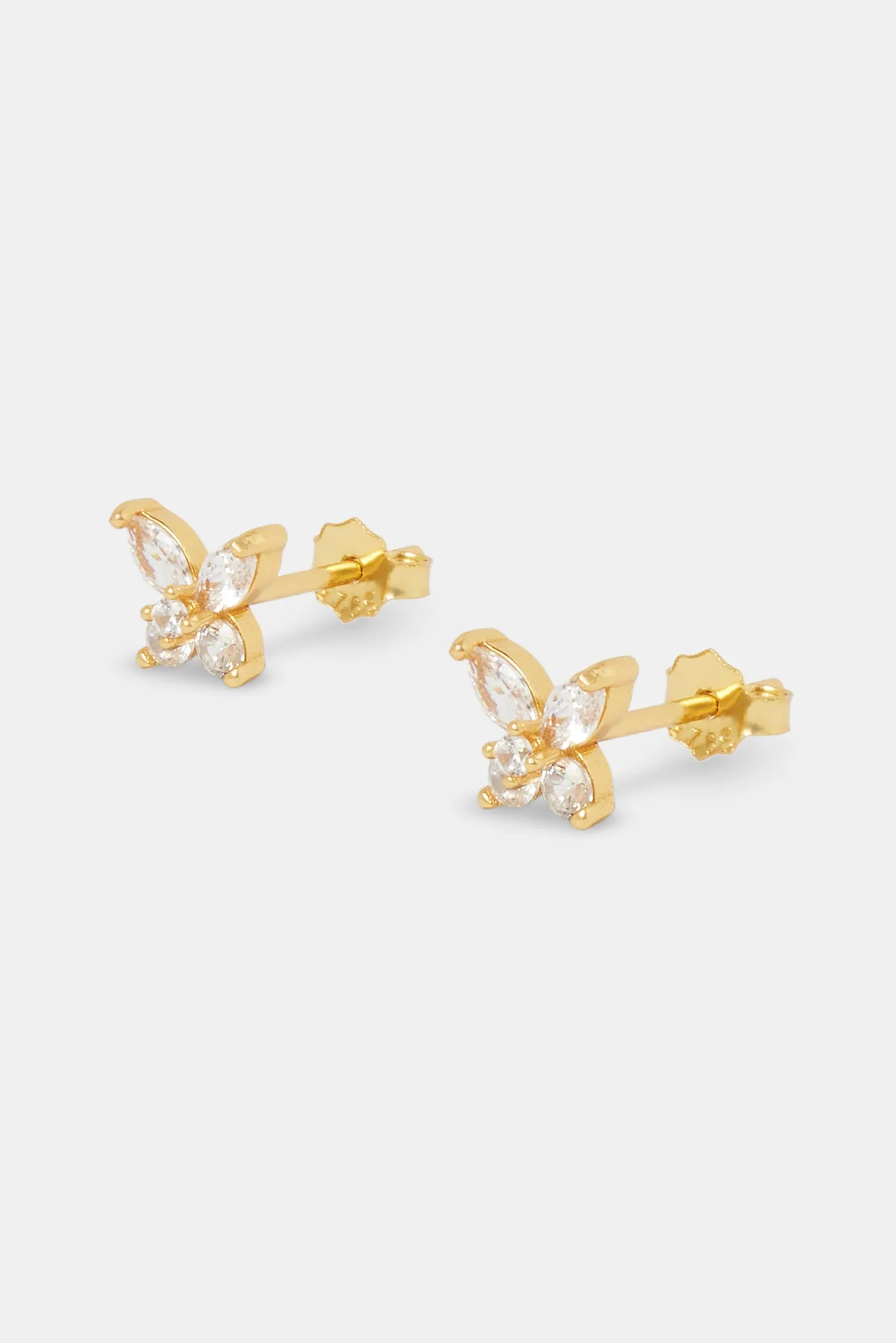 Iced Butterfly Earrings - Gold