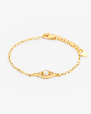 Iced Opal Mini Evil Eye Bracelet - Gold