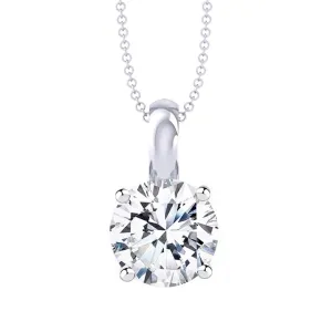 iJuels 925 Sterling Silver White Gold Plated Round Solitaire Pendant Chain Necklace for Women & Girls