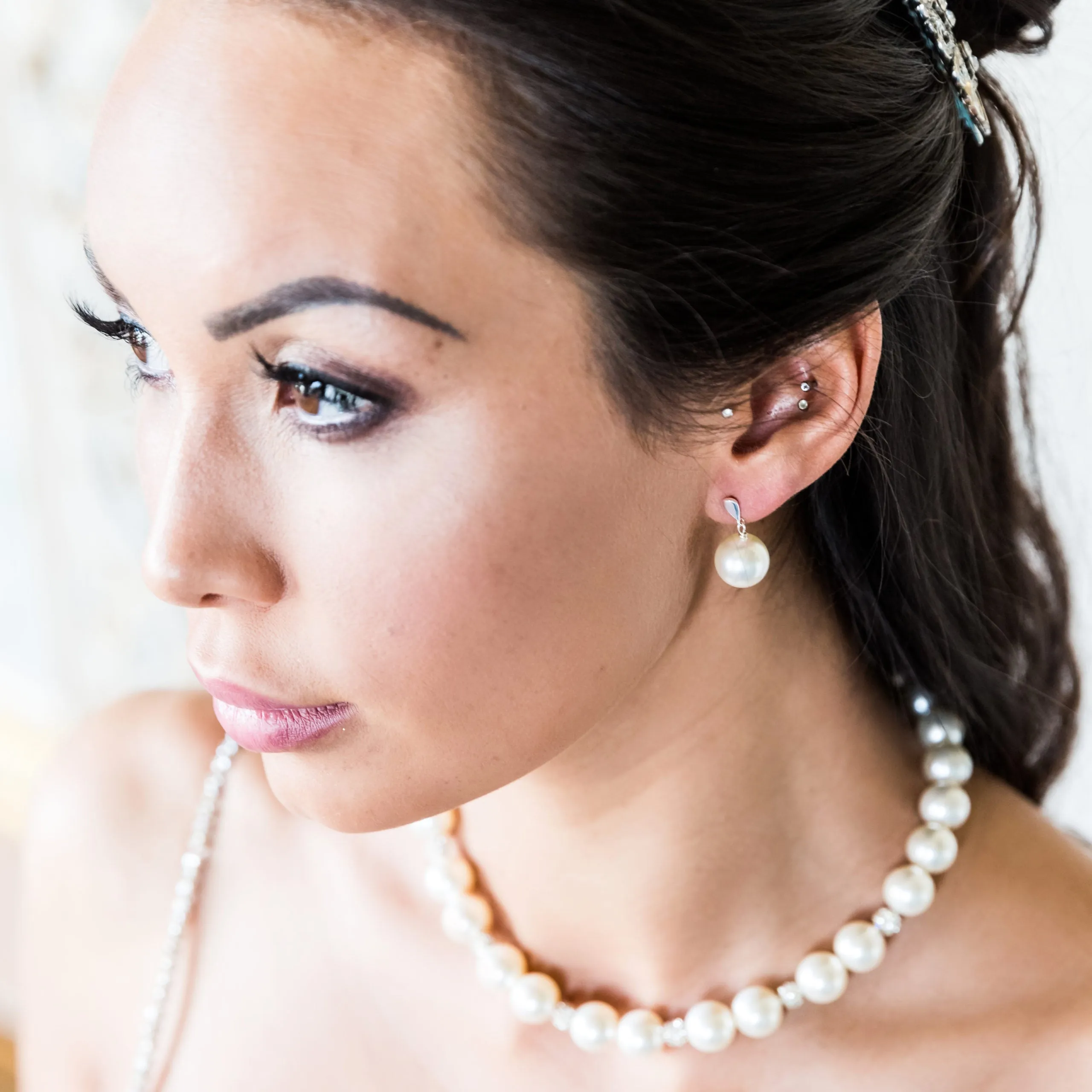 JackieO Large Pearl Bridal Earrings