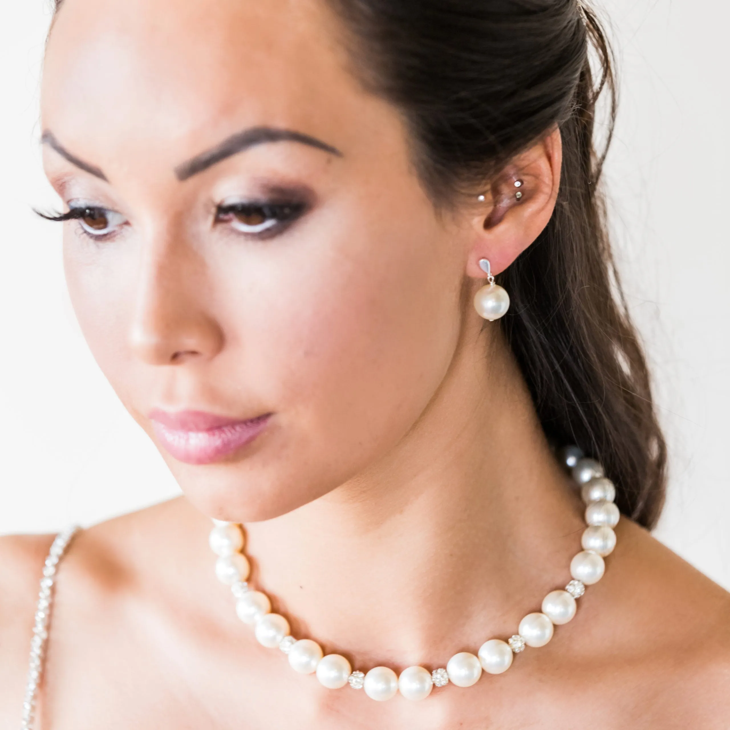 JackieO Large Pearl Bridal Earrings