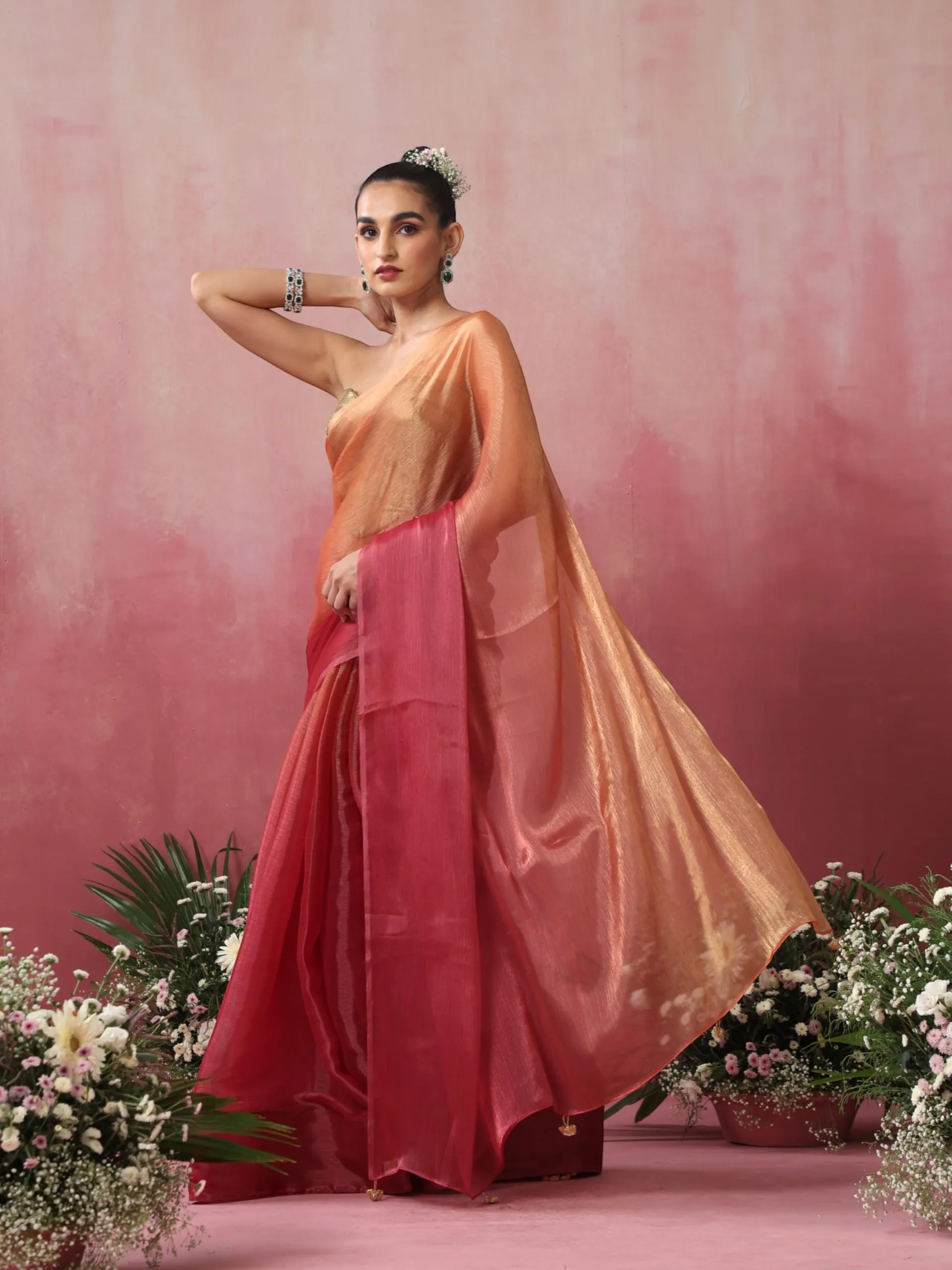 Jaisalmer Ombre Chiffon Saree with Pendants