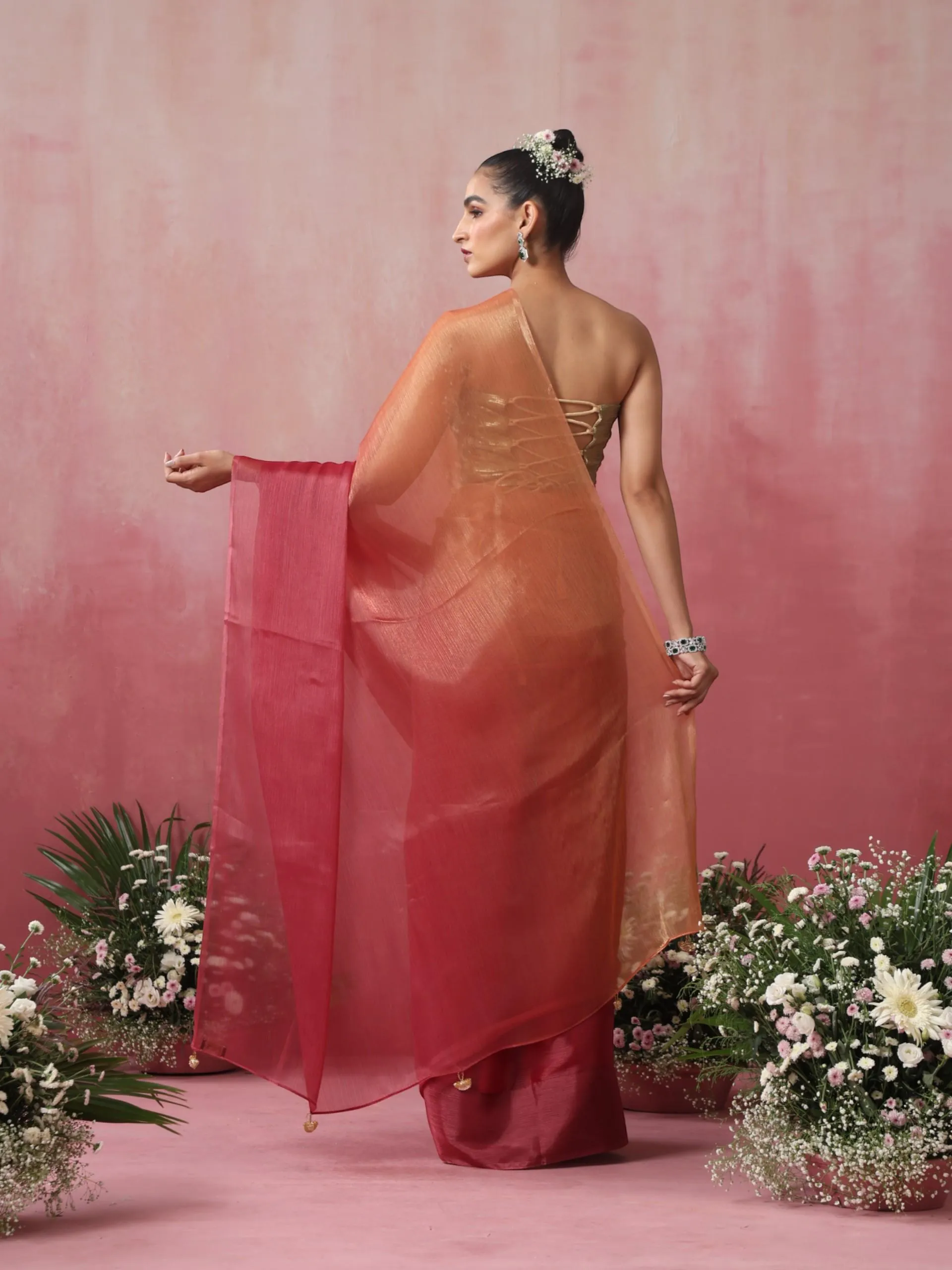 Jaisalmer Ombre Chiffon Saree with Pendants