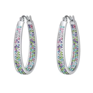 Kairangi Hoop Earrings for Women Silver Plated Multicolor Crystal Studded Hoop Earrings for Women and Girls