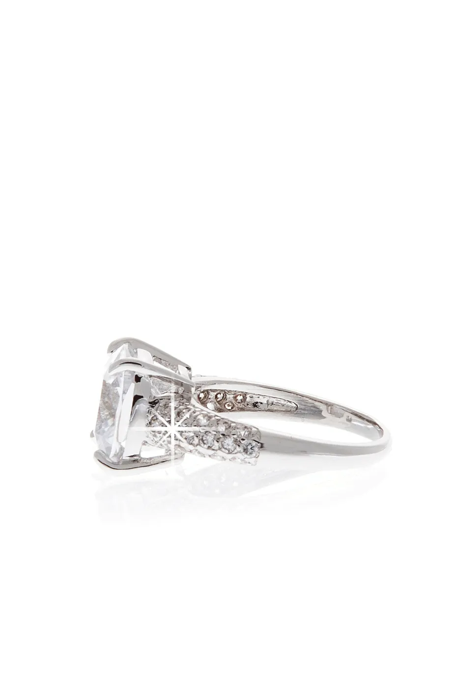 KENNETH JAY LANE CHARLOTTE Silver Crystal Cocktail Ring