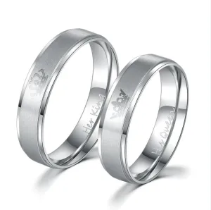 King and Queen Stainless Steel Ring Sets - His and Hers Couple Wedding Band Set Anniversary Engagement Promise Ring