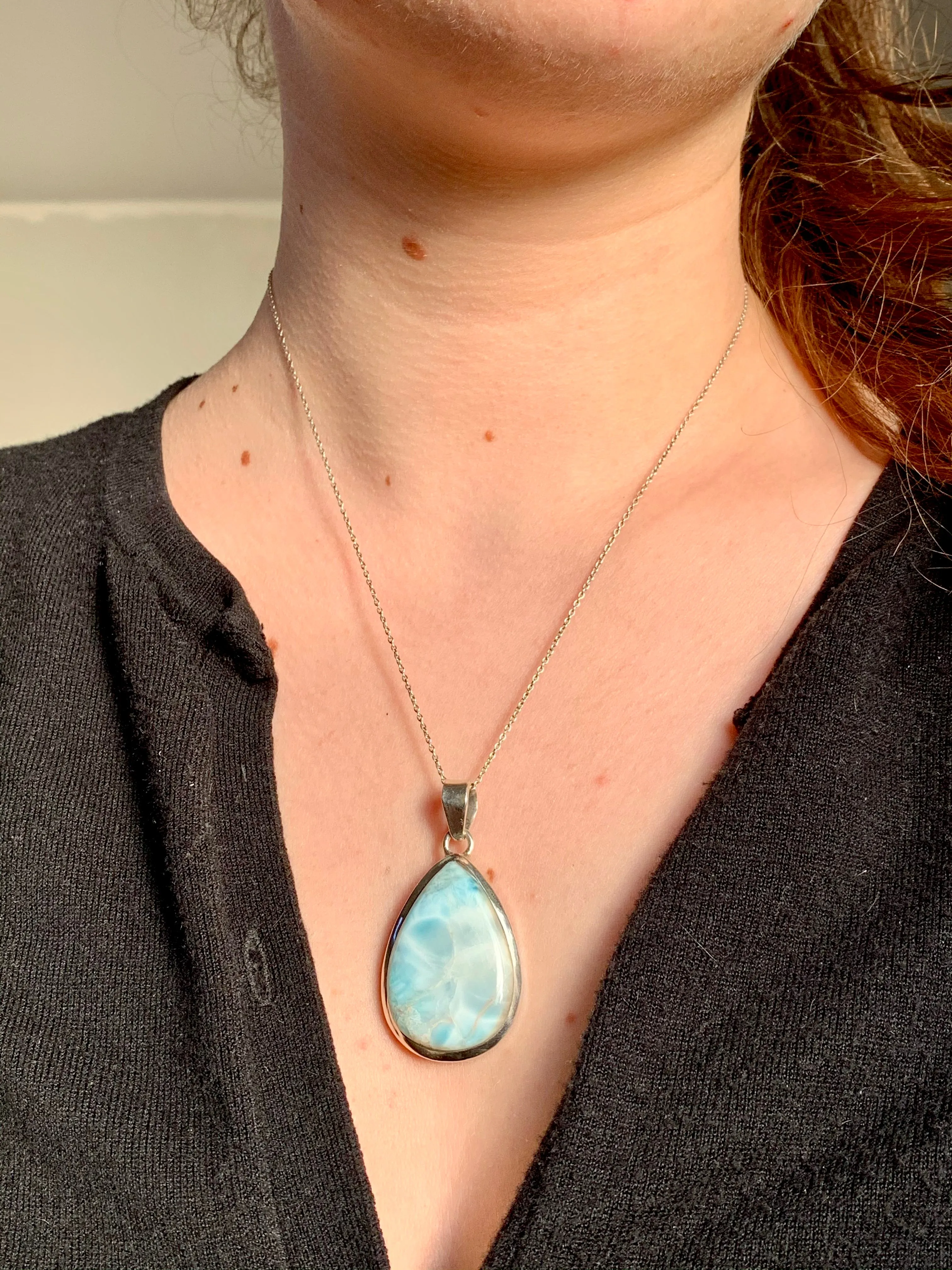 Larimar Naevia Pendant - Chunky Teardrop (One of a kind)