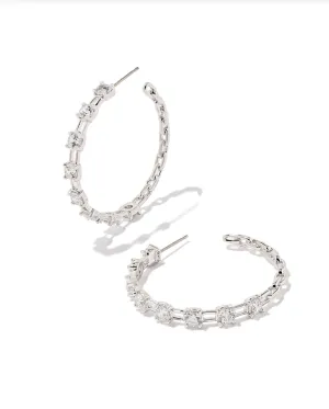 Lexi Hoop Earring- Silver White Crystal