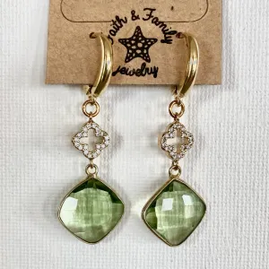 Lime Double Drop Quatrefoil Earrings