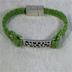 Lime Green Woman's Soft Supple Leather Bracelet ID Style