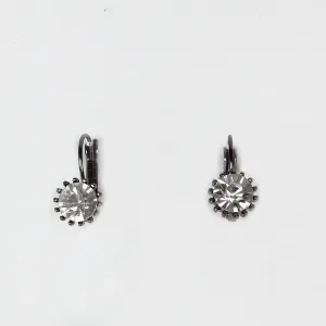 Lovett Clear Swarovski Crystal on Gun-Metal French Wire Earrrings