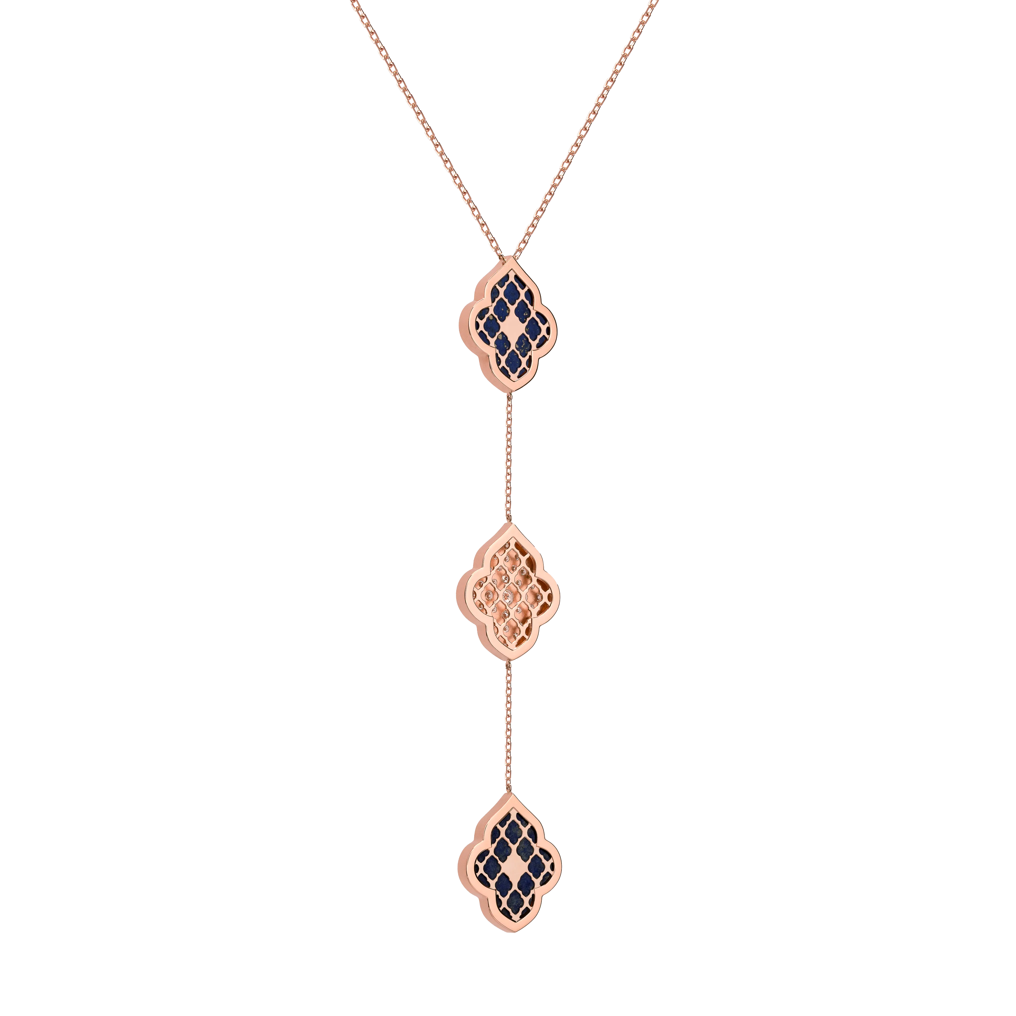 LUCE COLOUR - NECKLACE ROSE GOLD PAVE LAPIS LAZULI & 2 DIAMONDS M