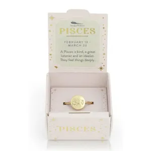 Lucky Feather Zodiac Signet Ring - Pisces