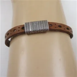 Man's Tobacco Brown Cut Out Leather Bracelet