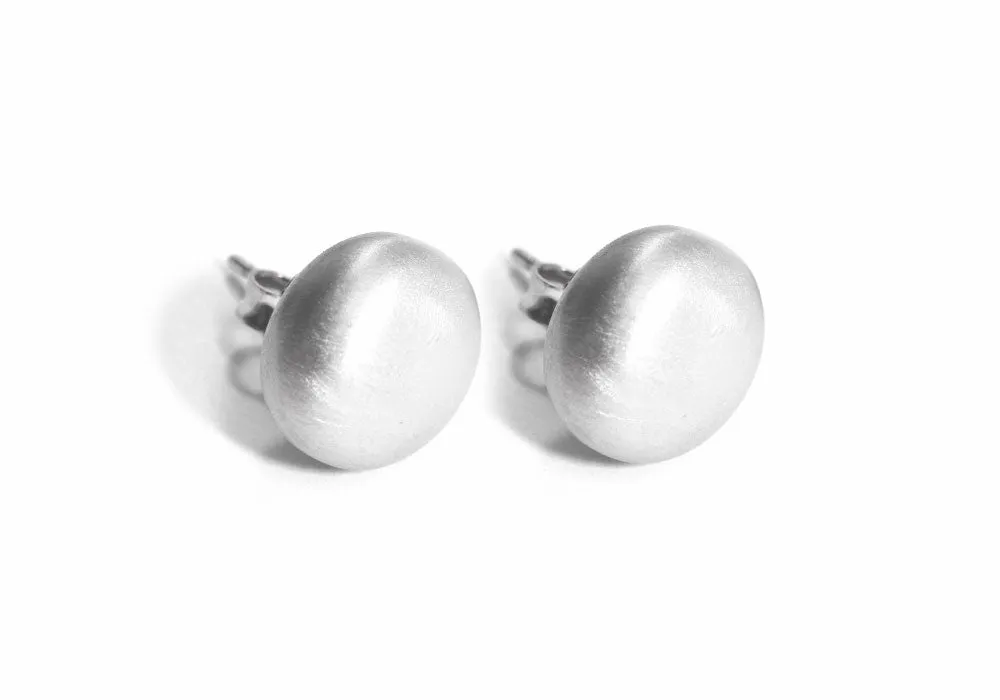 Matte Sterling Silver Round Disc Earrings