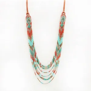 Mayan Loom Multi Strand Long Necklace