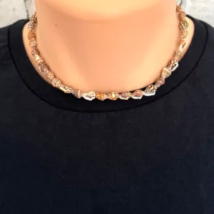 Mens Brown and White Puka Shell Necklace