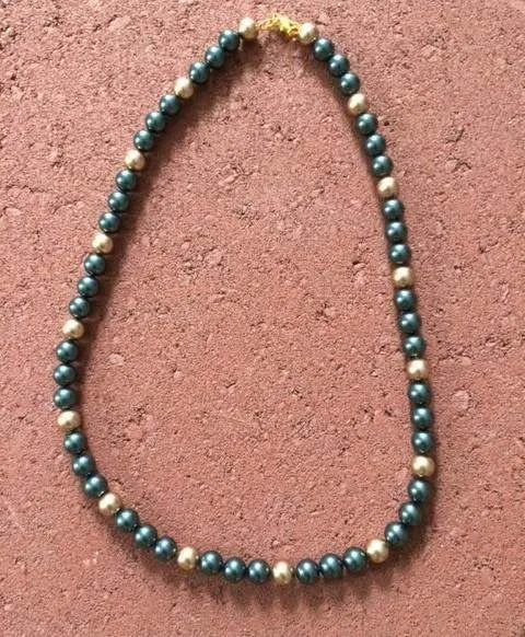 Mens Tahitian Blue and Gold Swarovski Beaded Necklace