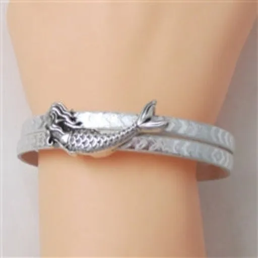 Mermaid White & Silver Leather Bracelet