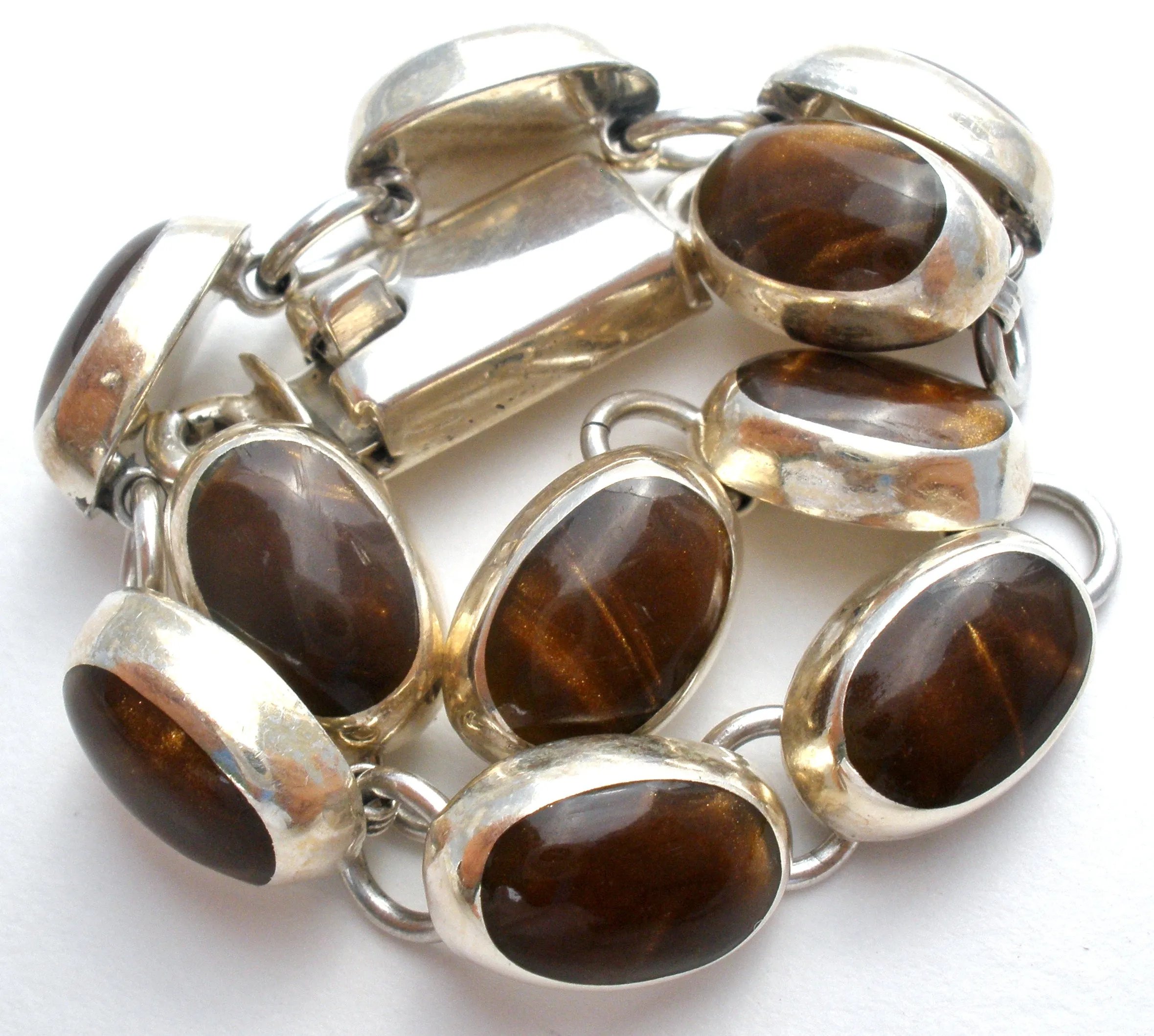 Mexican Brown Sterling Silver Bracelet Vintage