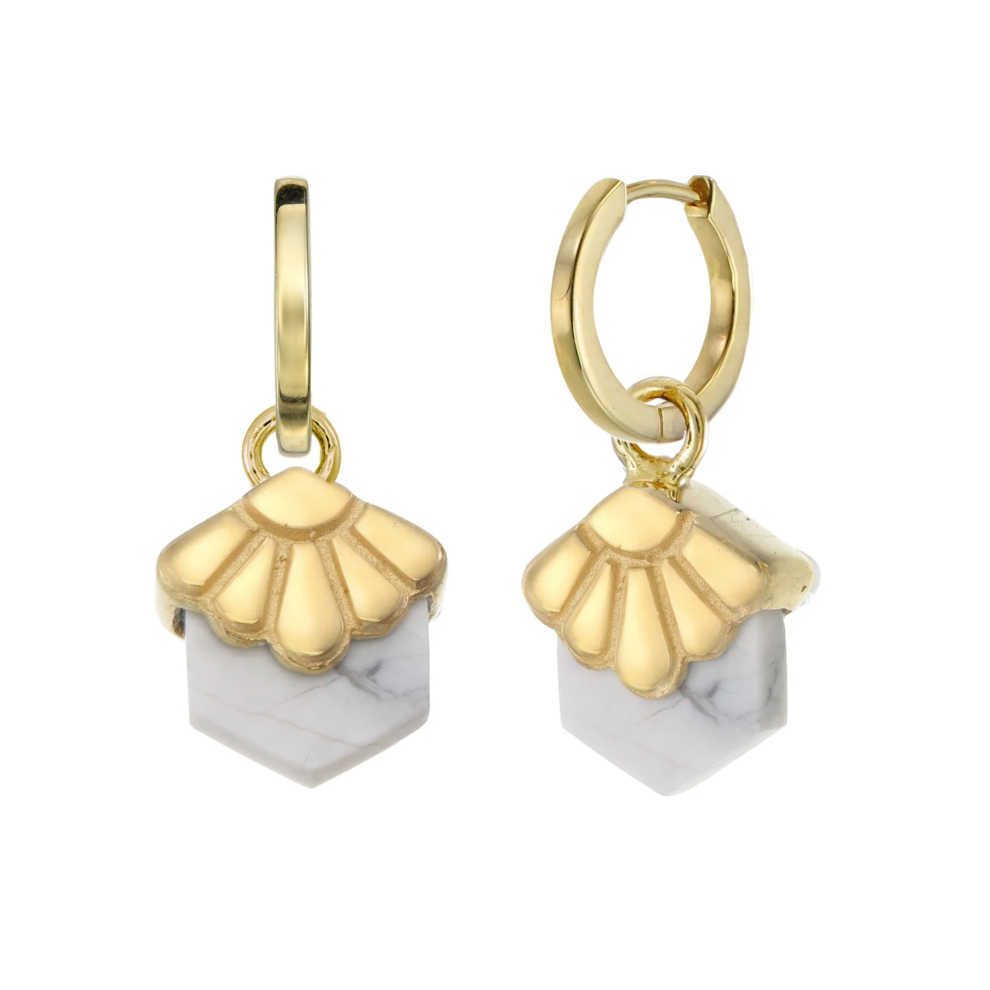 MINI DECO DAISY- HOOP EARRINGS - HOWLITE - GOLD (