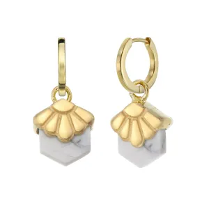 MINI DECO DAISY- HOOP EARRINGS - HOWLITE - GOLD (