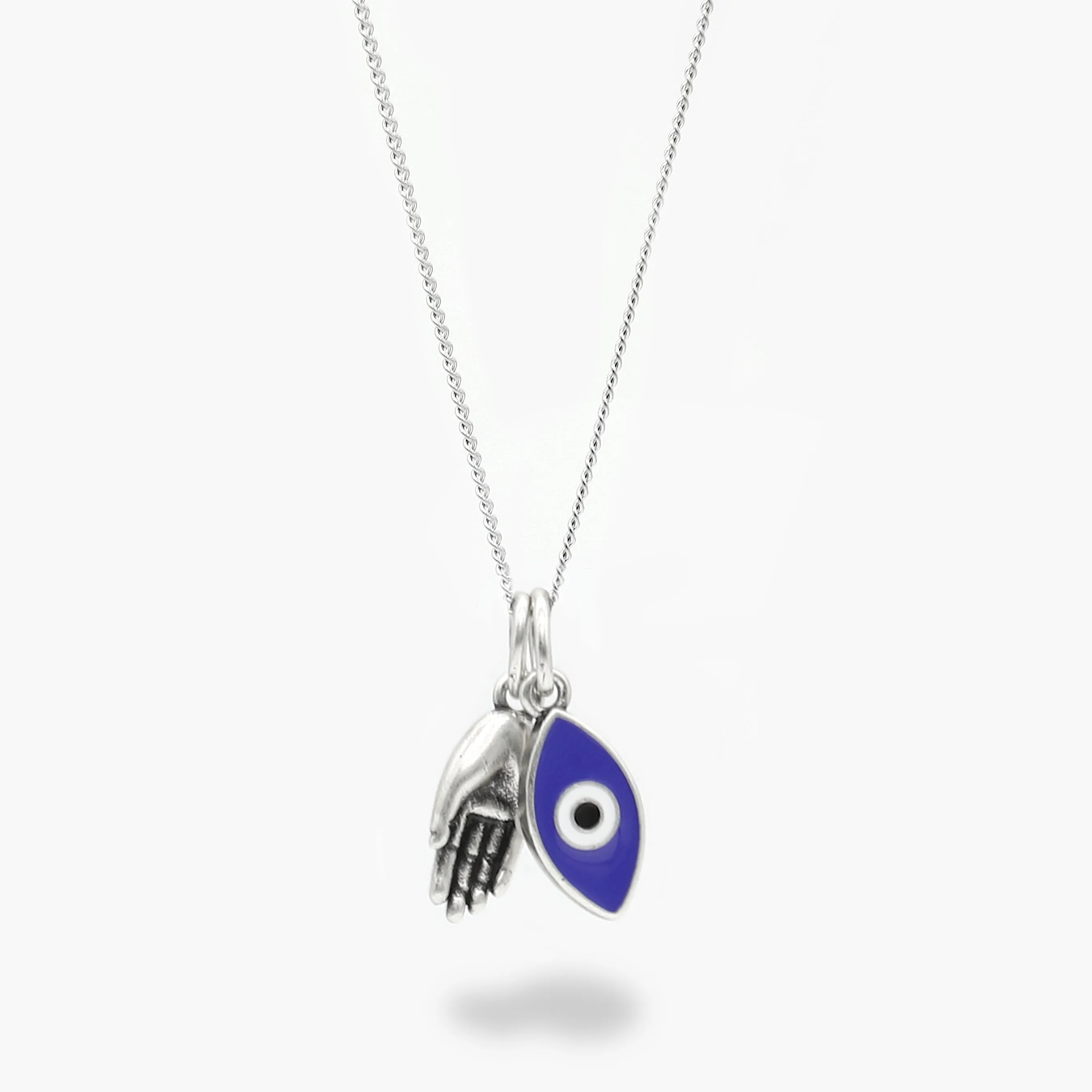 Mini Evil Eye Necklace With Hamsa Hand