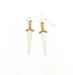 Mixed Metal Dagger Earrings - Large