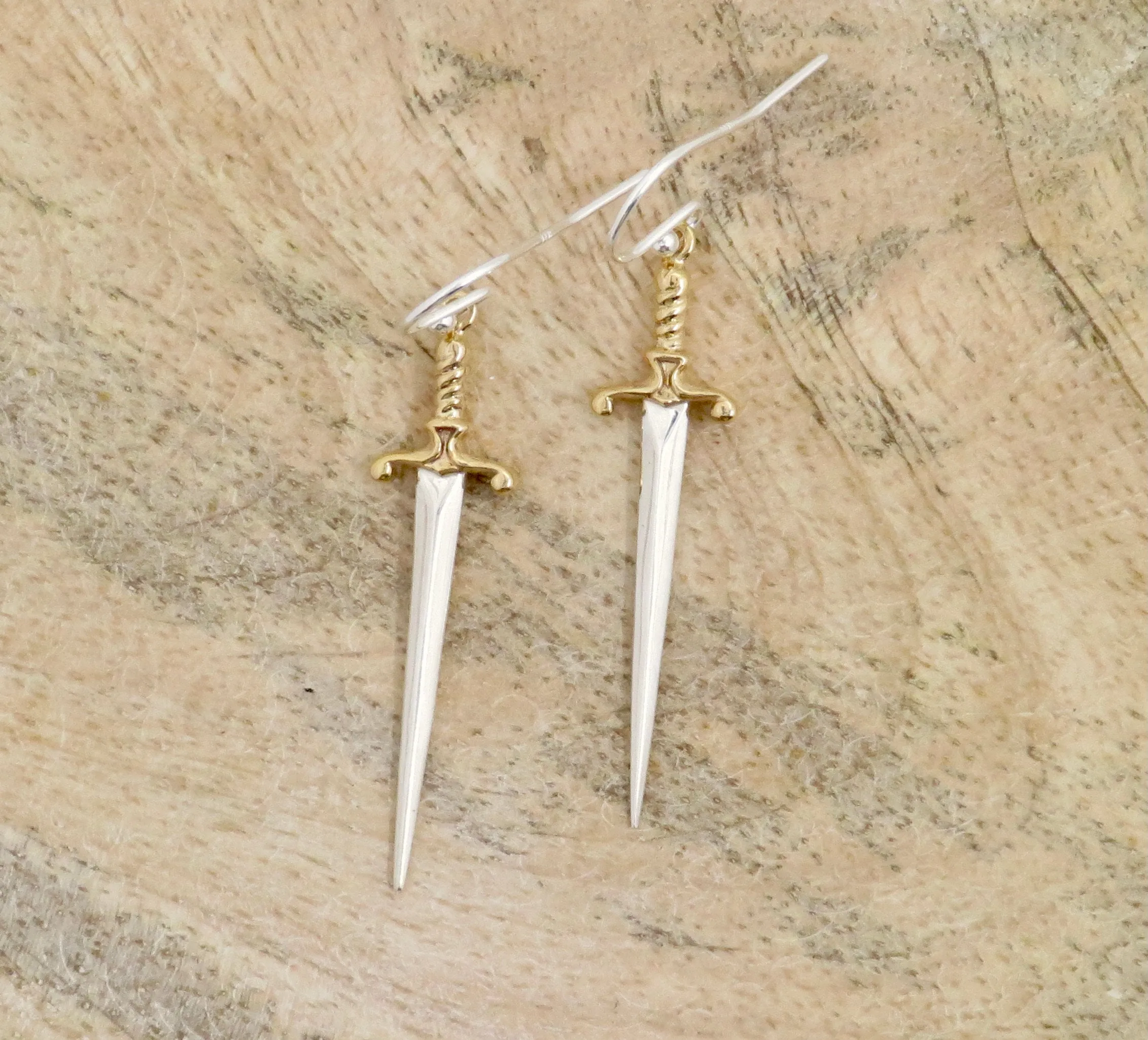 Mixed Metal Dagger Earrings - Large