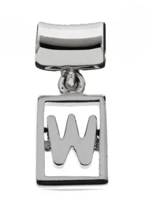 Monogram Silver Charms Letter W