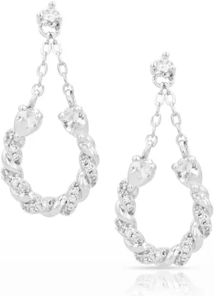 Montana Silversmiths Western Lifestyle Horseshoe Earrings (Frosty Rope Crystal Drop)