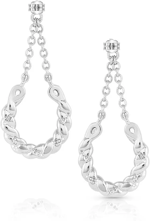 Montana Silversmiths Western Lifestyle Horseshoe Earrings (Frosty Rope Crystal Drop)