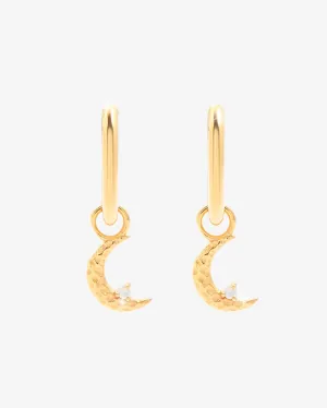 Moon Hoop Earrings - Gold