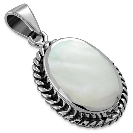 Mother of Pearl Oval Silver Pendant