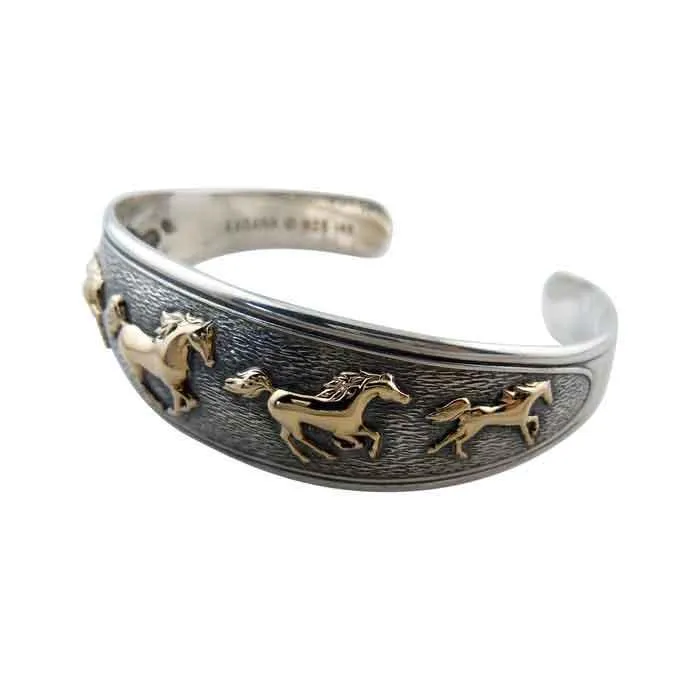 Myra Galloping Horses Cuff Bracelet