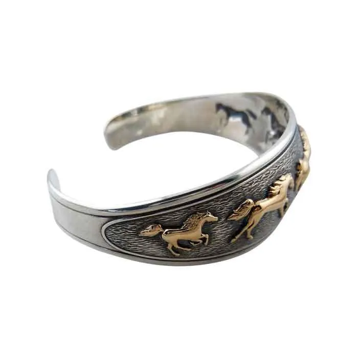 Myra Galloping Horses Cuff Bracelet