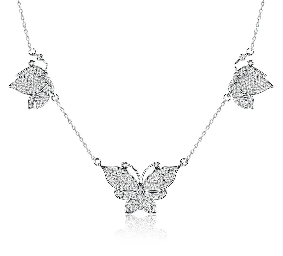 New Shiny CZ Butterfly Necklace