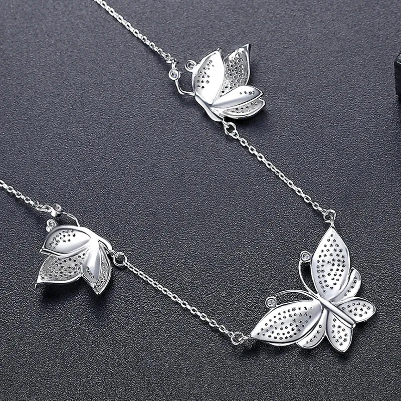 New Shiny CZ Butterfly Necklace