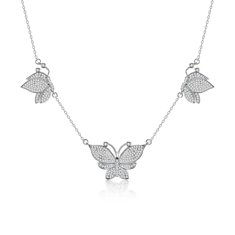 New Shiny CZ Butterfly Necklace