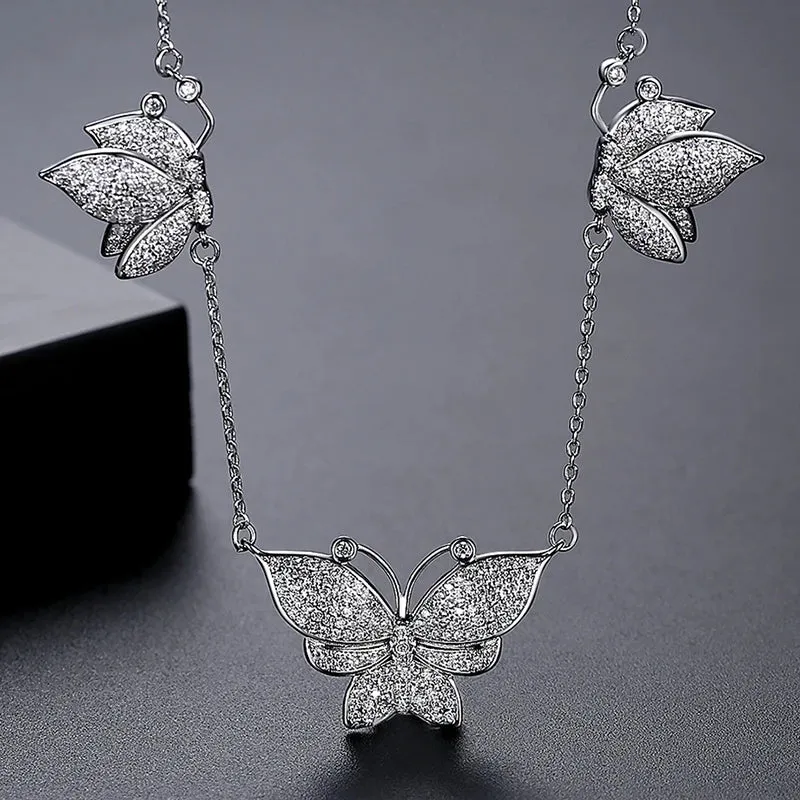 New Shiny CZ Butterfly Necklace