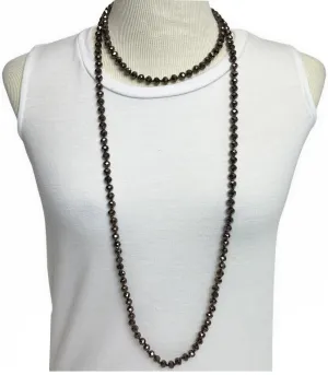 NK-2244 IRI BROWN 60 hand knotted glass bead necklace