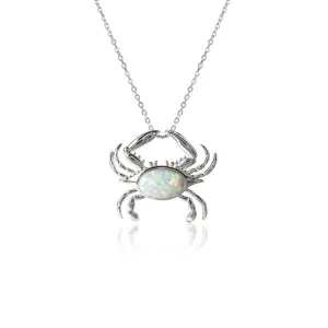 Opal Atlantic Blue Crab Pendant