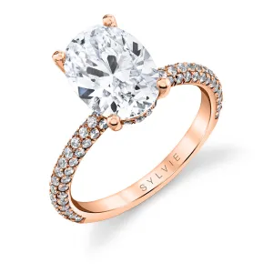 Oval Cut Classic Pave Engagement Ring - Jayla 14k Gold Rose