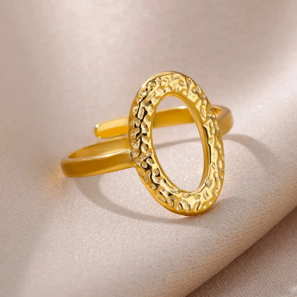 Oval Hollow Rings for Women Stainless Steel Gold Plated Ring Minimalist 2023 Couple Wedding Jewelry Free Shipping Item anillos