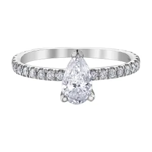 Pear Canadian Diamond Ring with Hidden Halo