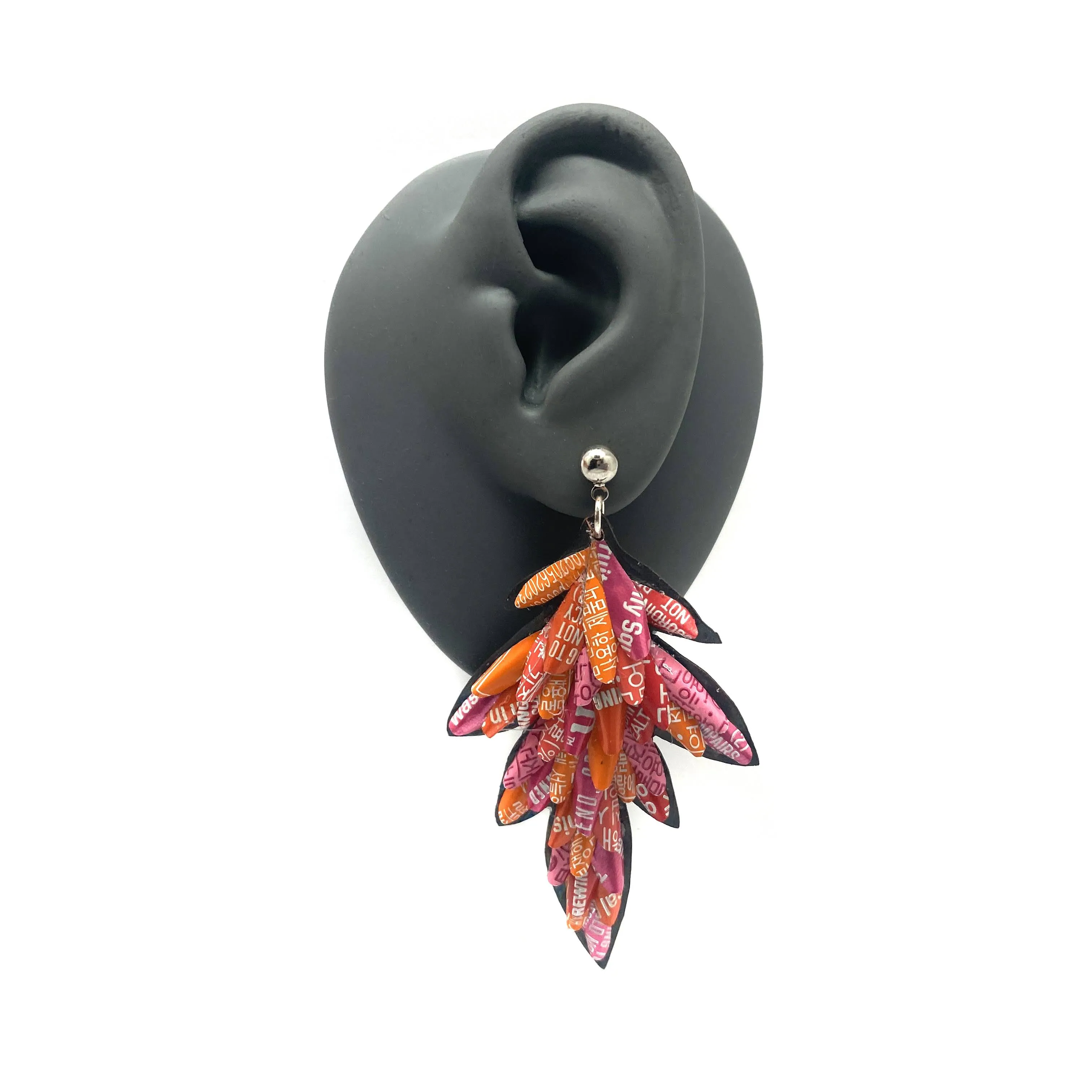 Pink and Orange Layered Aluminum Leaf Earrings